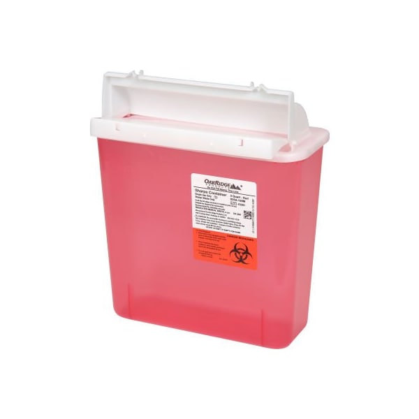 Oakridge Products-113906 Oakridge Products 5 Quart Sharps Container w/ Horizotal Drop Lid, M-Style, Red 0354-150M - main
